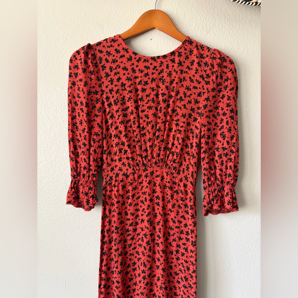 Nobody’s Child Red Floral Maxi Dress with Puff Sleeves Women’s Size 2 Small - Picture 2 of 13